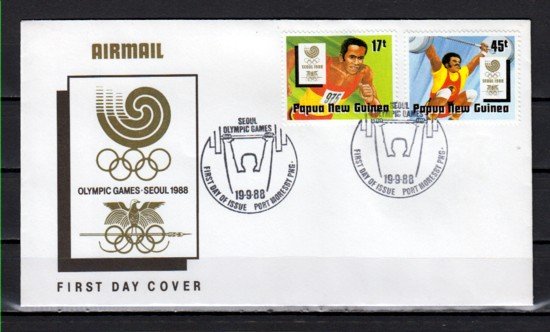 Papua New Guinea, Scott cat. 701-702. Seoul Olympics issue. First day cover. ^