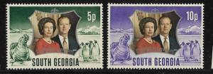 SOUTH GEORGIA 35-36 MNH SILVER  WEDDING SET 1973