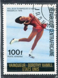 Central African Rep.1977 OLYMPIC Figure Skater Gold Ovpt. Perforated Fine Used