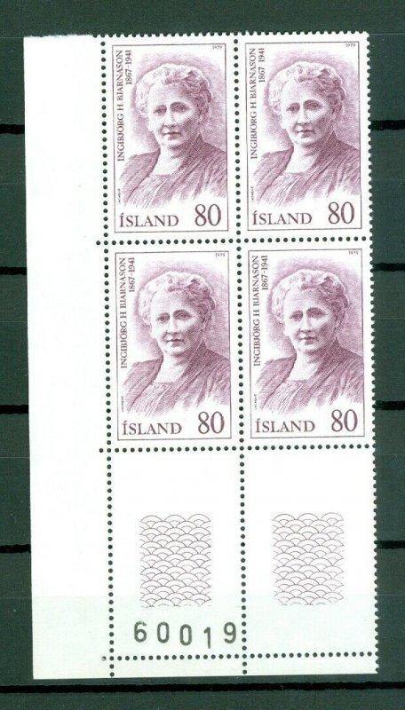 Iceland. 1979 Icelanders IV, 80 Kr. Plate # 60019. Block of 4,Mnh. Scott# 521.