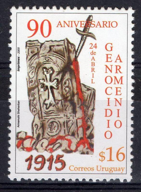 Armenia genocide 90 aniversary human rights blood URUGUAY Sc#2104 MNH STAMP