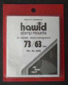 Hawid Stamp Mount Size 73/63 mm - BLACK (Pack of 25) (73x63 73mm)  PRECUT  6202