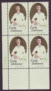 1436 Emily Dickinson MNH plate block