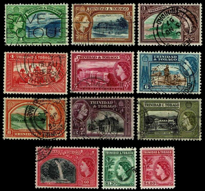 1953 Trinidad & Tobago #72-83 Elizabeth - Mostly Used - F/VF+ - $13.45 (E#3335)