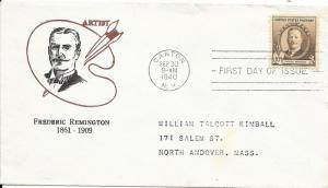 US 888 FDC - Cachet Craft (Mellone 17) - Frederick Remington - Artist