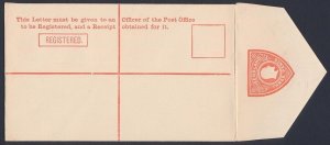 QUEENSLAND Registered Envelope 1913 KEVII 3d, Melbourne printing. Extremely Rare