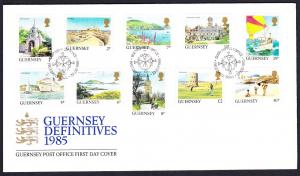 Guernsey Definitives Bailiwick Views FDC 1985 SG#296+ SC#283+