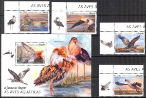 Angola 2018 Water Birds Set of 4 + S/S MNH