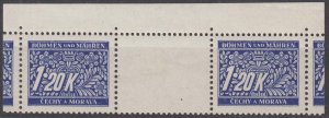 Bohemia & Moravia Scott #J10 1940 Gutter Pair Cut MH