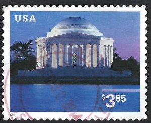 United States #3647 $3.85 Jefferson Memorial (2002). Priority stamp. Used.