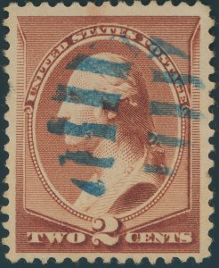 US #210 2 cent Washingtonl Used; Blue cancel -- see details and scan