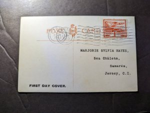 1943 British Channel Islands Postcard First Day Cover FDC Jersey CI Local Use