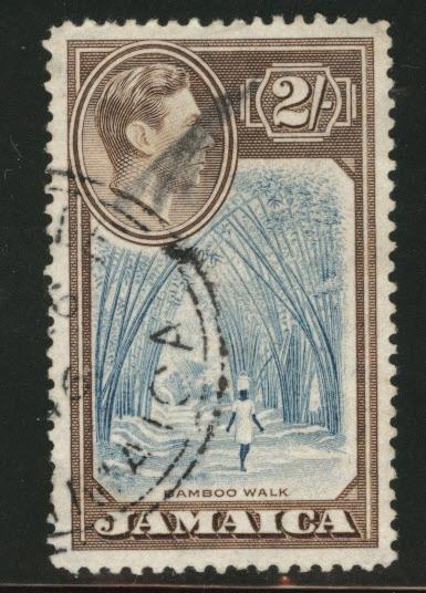 JAMAICA 1938 Scott 126 used 2 shilling stamp