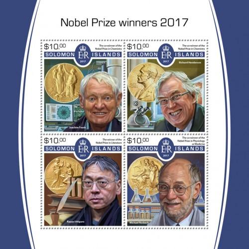 SOLOMON ISLANDS - 2017 - Nobel Prize Winners - Perf Souv Sheet - MNH