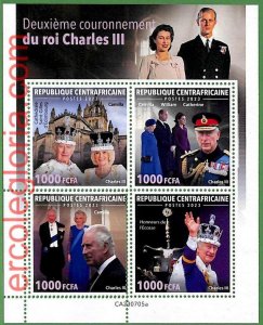 B1275 - Centrafricaine - ERROR MISPERF Stamp Sheet - 2023 - Charles III, Royal-