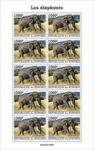 Burundi - 2022 African Bush Elephants - 10 Stamp Sheet - BUR2201006f