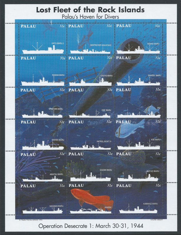 Palau #368 NH Lost Fleet of the Rock Islands - Sheetlet o...