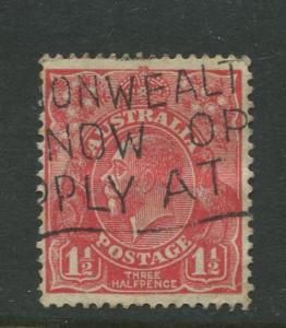 Australia-Scott 68 -KGV Definitive Issue-1926-Wmk 203 -Used -Single 1.1/2d stamp