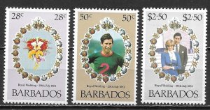 Barbados 547-49 Diana Wedding set MNH (lib)