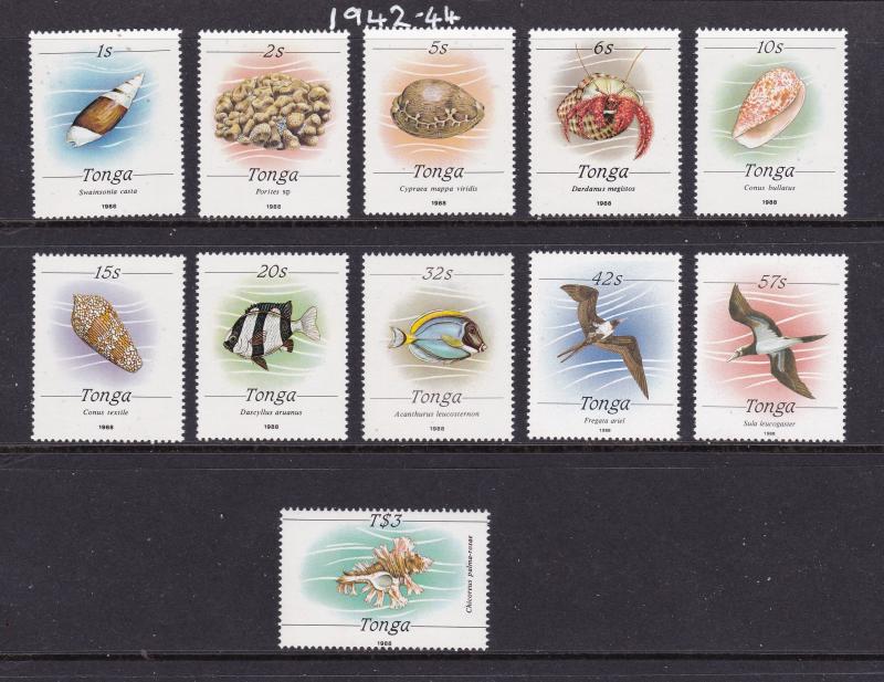 Tonga a small MNH lot of marine life from 1988