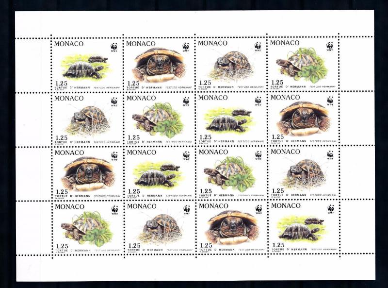 [54233] Monaco 1991 Reptiles WWF Turtles MNH Full sheet