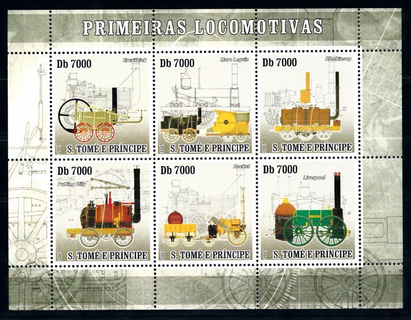 [63482] Sao Tome & Principe 2007 Railway Train Eisenbahn Sheet MNH