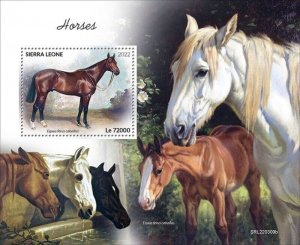 Sierra Leone - 2022 Horses on Stamps - Stamp Souvenir Sheet - SRL220309b