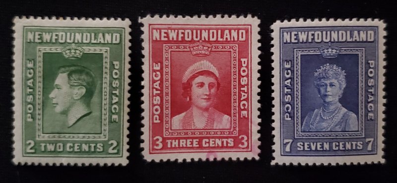 Newfoundland, 245, 246, 248, 1938 Royal Family, MH, Cat value -- 5.10