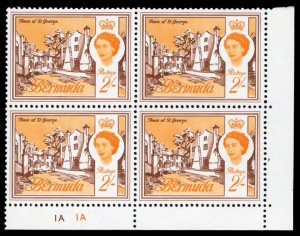 Bermuda #186 (SG 174) Cat£12++, 1962-65 QEII 2sh, corner margin plate block ...