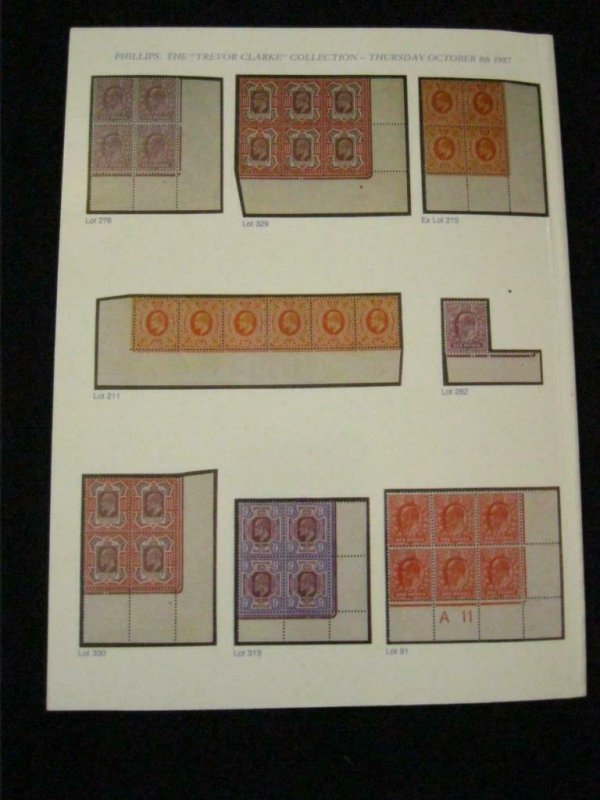 PHILLIPS AUCTION CATALOGUE 1987 EDWARD VII ISSUED SHEET STAMPS 'TREVOR CLARKE'