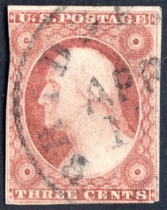 US 1851 SCOTT #10 IMPERF TYPE I 3 MARGIN CUT FRAME AT LEFT SEE SCANS