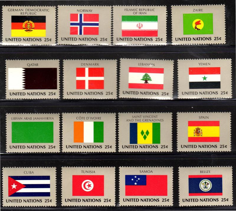 United Nations #528-543 1988 Flags Mint VF NH O.G | Worldwide