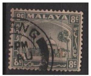 Malaya Selangor 1935 - scott 49 used - 8c, Mosque 