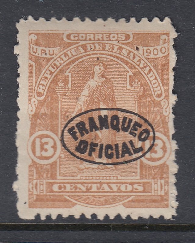 El Salvador 1900 13c Yellow Brown Official Overprint M Mint. Scott O229