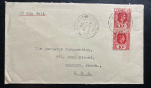 1950 Mauritius Sea Mail Cover To Reading PA USA