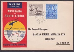 MAURITIUS 1952 Qantas first flight to Sydney, Australia.....................W531