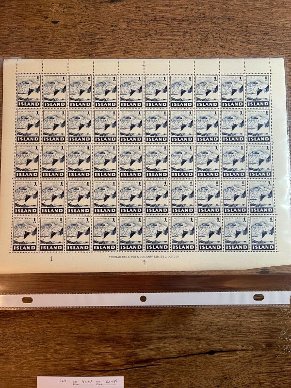 Iceland, Scott C24, MNH Complete pane of 50