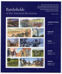 USPS Battlefields of the American Revolution Sheet of 15 Stamps - MNH