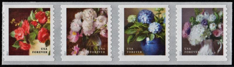 SC#5233-36 (49¢) Flowers from the Garden Coil Strip of Four (2017) SA