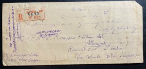 1930 Saigon Vietnam Indochina Cochina Registered Cover To Attangudi India