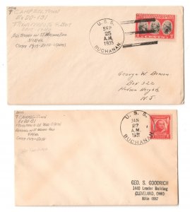 USS BUCHANAN (DD-131) Destroyer 1935 Naval Covers w/ Ship Cancels
