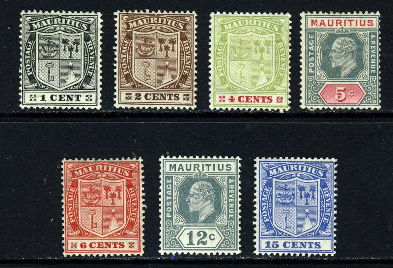 MAURITIUS 1910 New Design Wmk Multiple Crown CA Part Set SG 181 to SG 189 MINT 