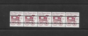 US Stamps: #1903a; 9.3c Mail Wagon Coil Lines (Precancel); #1 PNC5 No Gap; MNH