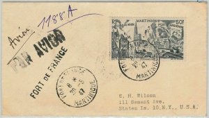 45066 MARTINIQUE - POSTAL HISTORY: AIRMAIL COVER from FORT DE FRANCE 1947-