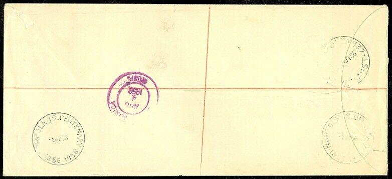 EDW1949SELL : NORFOLK ISLAND 1956 Registered First Day Cover to USA.