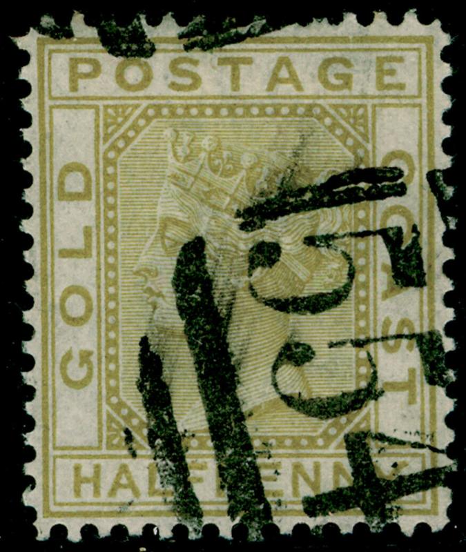 GOLD COAST SG4, ½d Olive-Yellow, USED. Cat £40. 