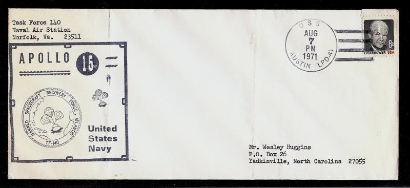 COVER US APOLLO 15 RECOVERY TF-140 USS AUSTIN LPD-4 Naval Space 1971