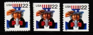 #3259, 3263, 3353 Uncle Sam set/3 - MNH