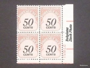 BOBPLATES #J99 Postage Due Plate Block Shiny Gum MNH CV$5~See Details for #s/Pos