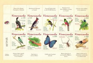 Venezuela Sc 1589 MNH S/S of 1999 - Birds, Inscects, Butterfly - HM05